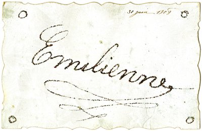 Postcard: Emilienne, dated June 30 by French School