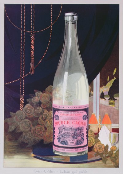 Postcard advertising Evian water from the Source Cachat, 1906 by French School