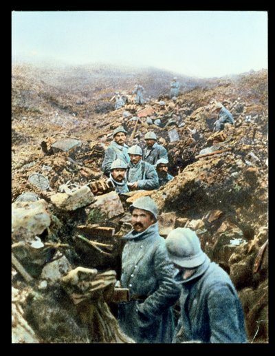 Postcard Depicting French Soldiers in the Trenches, 1914-18 by French School