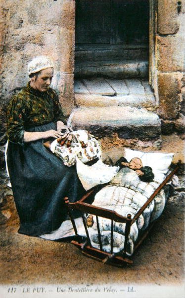 Postcard depicting a lacemaker of the Velay region, early 20th century by French School