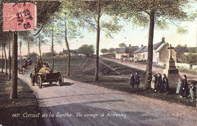 Postcard depicting driving in Sarthe by French School