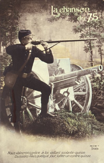 Postcard Depicting the Song of the 75, 1914-18 by French School