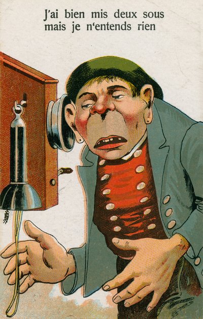Postcard Featuring Telephone by French School
