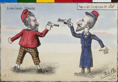 Postcard of the duel between Paul Deroulede and Jean Jaures, December 1904 by French School