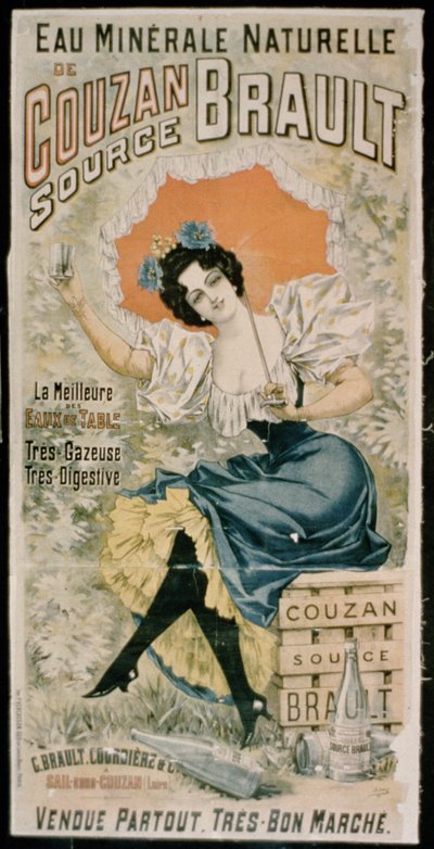 Poster advertising Brault Natural Mineral Water from Couzan by French School