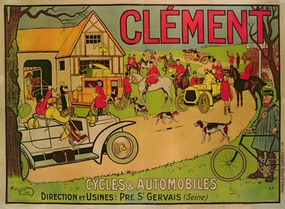 Poster advertising Cycles & motorcars Clement, Pre Saint-Gervais, 1906 by French School
