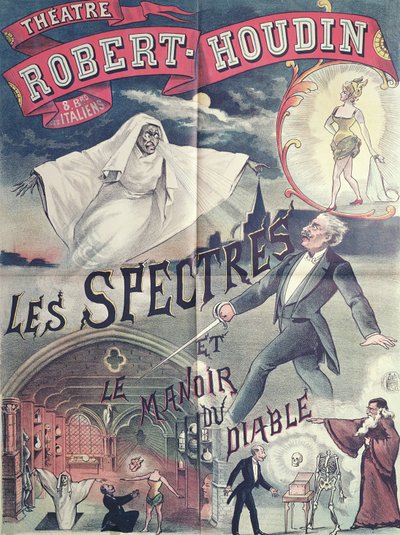 Poster advertising Ghosts and the House of the Devil at the Theatre Robert-Houdin, Paris by French School