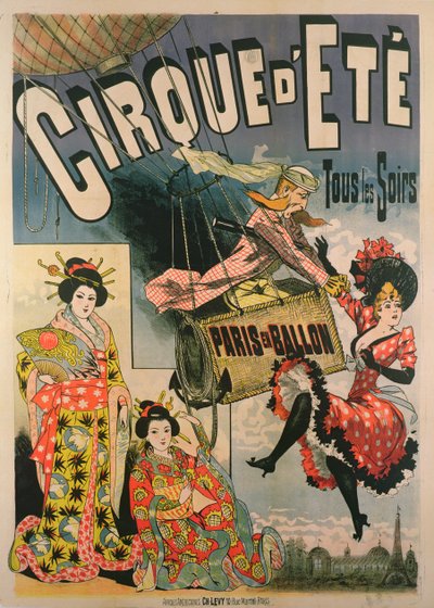 Poster advertising Paris en Ballon at the Cirque dEte by French School