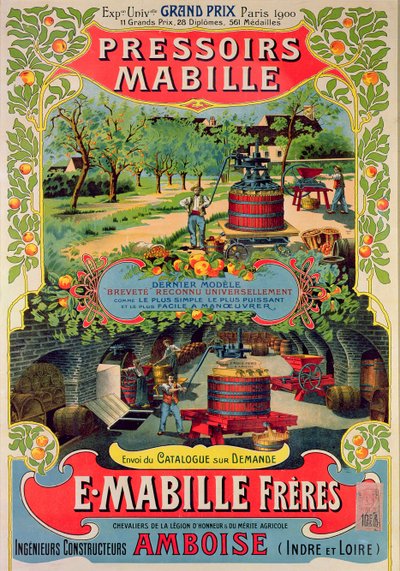Poster advertising Pressoirs Mabille, at the Exposition Universelle, Paris, 1900 by French School