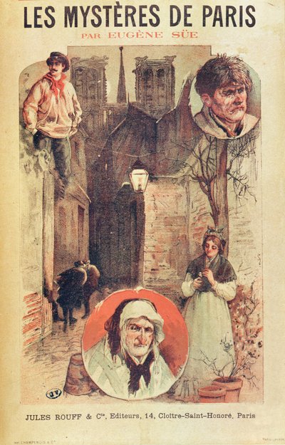 Poster Advertising Les Mysteres de Paris by Eugene Sue, Published in Installments by Editions Jules Rouff, Late 19th Century by French School