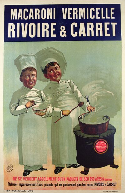 Poster advertising pasta made by Rivoire et Carret by French School