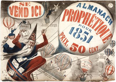Poster advertising the Almanach Prophetique, 1851 by French School