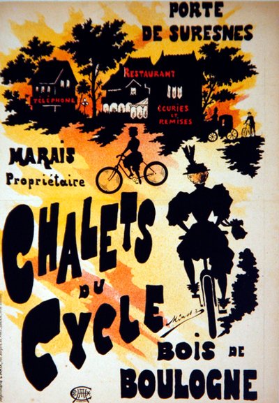Poster advertising the Chalets du Cycle, Bois de Boulogne, near the Porte de Suresnes by French School