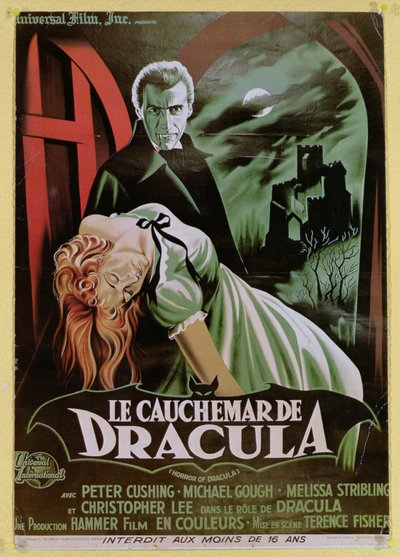Poster advertising the French version of the film, The Horror of Dracula by French School