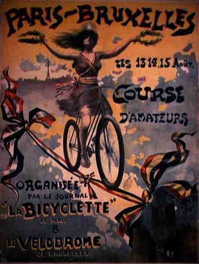 Poster Advertising the Paris to Brussels Amateur Cycle Race by French School