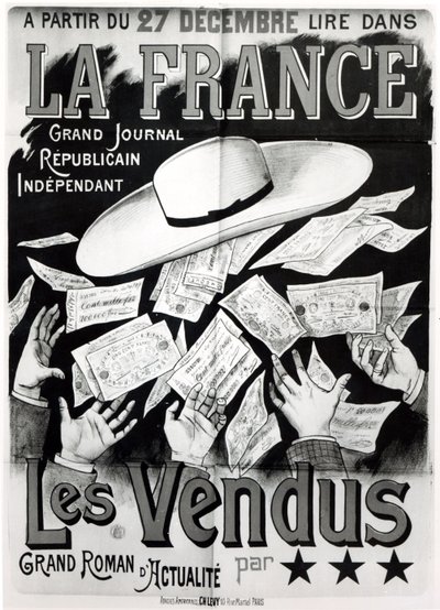 Poster advertising the novel Les Vendus dealing with the Panama Affair by French School