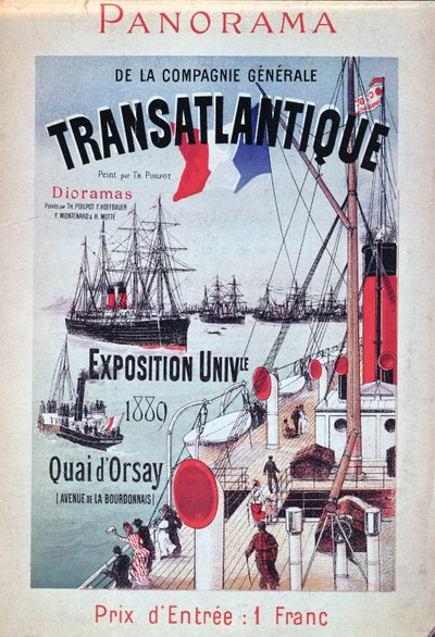 Poster advertising the stand of the Compagnie Generale Transatlantique at the Universal Exhibition, 1889 by French School