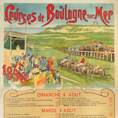 Poster for Horse Racing at Boulogne-sur-Mer, 1896 by French School