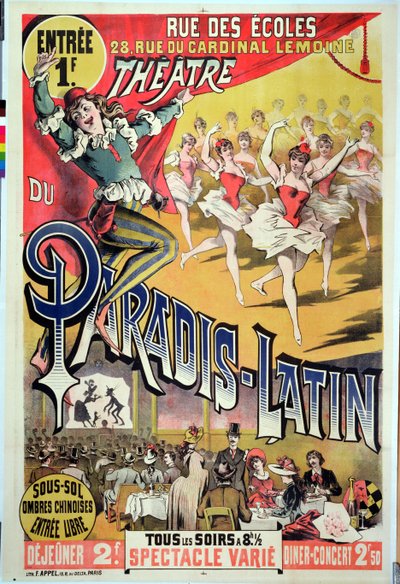 Poster for the Theatre du Paradis Latin by French School