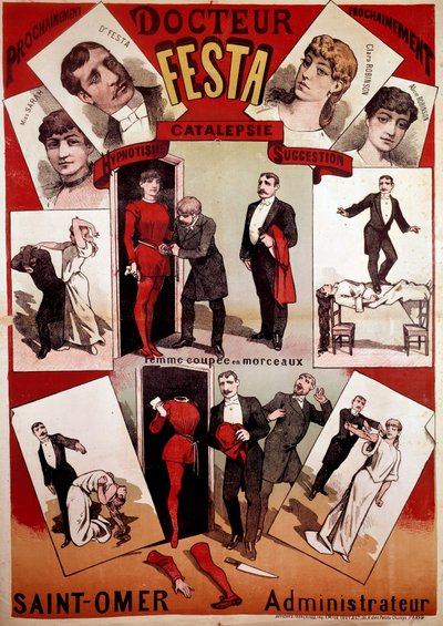 Poster Presenting the Magic Show of the Illusionist Doctor Festa, the Beginning of the 20th Century by French School