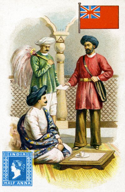 Postman delivering a letter in British India, late 19th century by French School