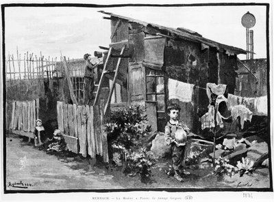 Poverty in Paris: Slums, the Passage of Gergovie, 1884 by French School