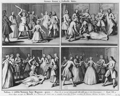 Practice of assistance to Gabrielle Moler, illustration from La verite des miracles de M. de Paris by Louis Basile Carre de Montgeron, 1747, Cologne by French School