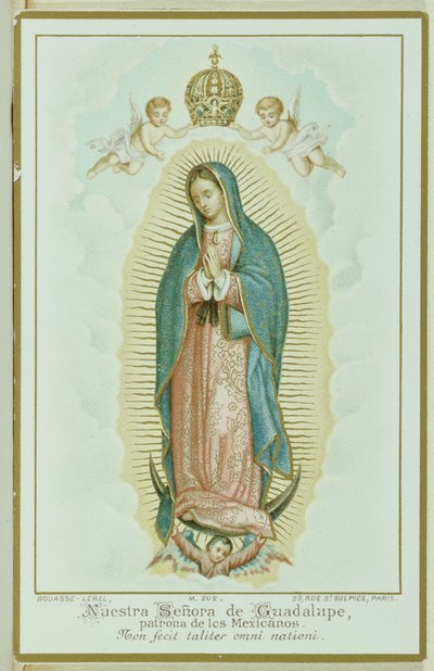 Prayer Card Depicting Our Lady of Guadalupe by French School