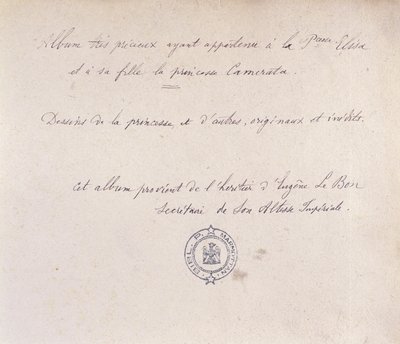 Precious album which belonged to Princess Elisa and her daughter Camerata by French School
