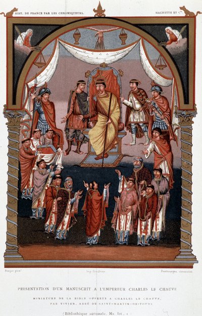 Presentation of a manuscript to Charles the Bald, 9th, 