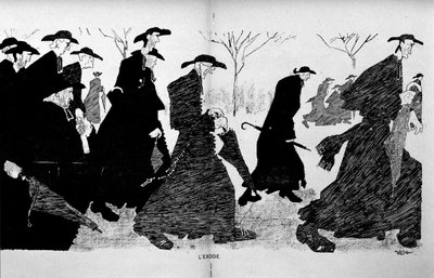 Priests in columns running away (separation of Church and State) - in “The Witness” of 29/12/1906 by French School
