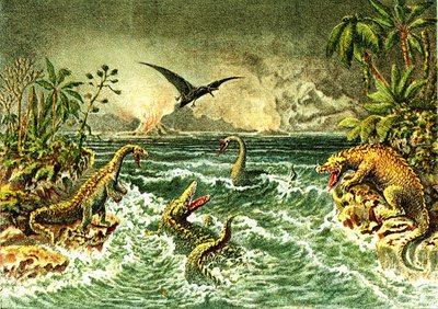 Primitive World (with dinosaurs) - Secondary Period of Prehistory by French School