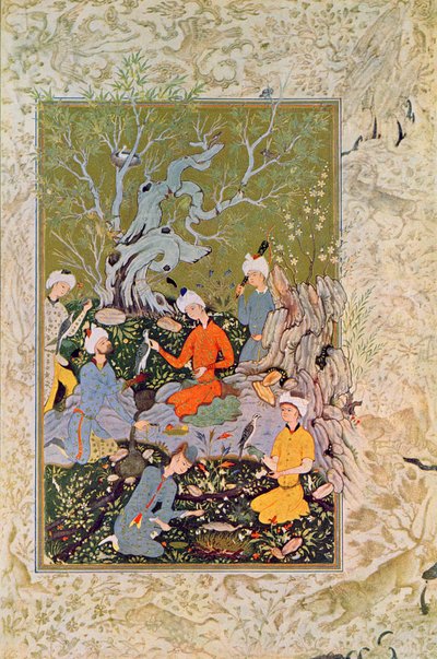 Prince Hunting with Falcons, Illustration for The Arabian Nights, 1895 (Colour Engraving) by French School