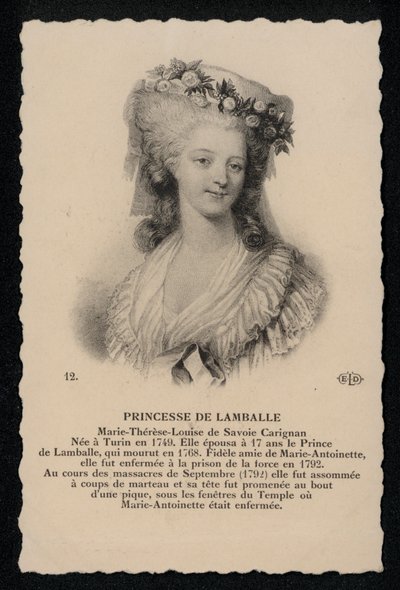 Princesse De Lamballe by French School