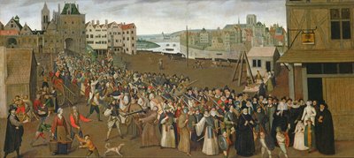 Procession of the Holy League on the Place de Grève, leaving the Saint-Jean Arch, Paris, 1590-3 by French School