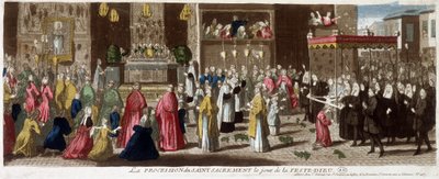 Procession of the Holy Sacrament on the Day of the Feast-Dieu, Paris, c.1715 by French School