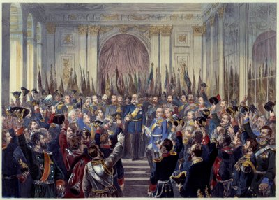 Proclamation of the German Empire on 18/01/1871 in the Ice Gallery in Versailles Following the French Defeat in the War of 1870 Against Prussia. William I is Proclaimed Emperor by French School