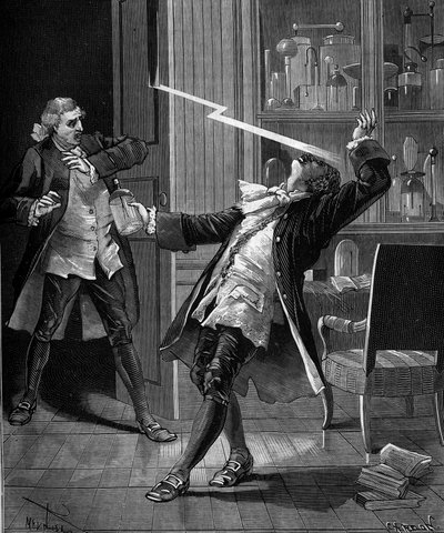 Professor Georges Guillaume Richmann (1711-1753) died in his workshop following an experiment with an electrometer by French School