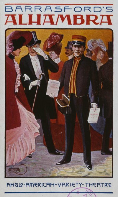Programme for the Alhambra Music Hall, c.1905 by French School