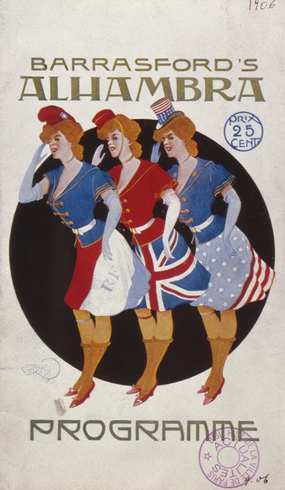 Programme for the Alhambra Music Hall in Paris, 1906 by French School