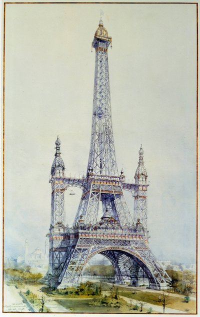 Project to modify the Eiffel Tower for the 1900 exhibition (May 1896) by French School