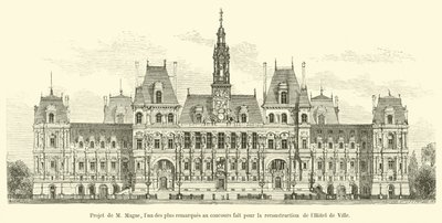 Project by M. Magne, one of the most notable in the competition for the reconstruction of the City Hall by French School