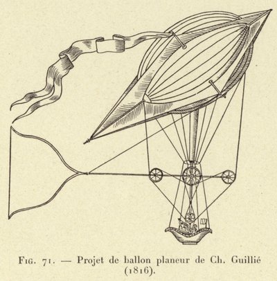 Project of a Glider Balloon by Ch Guillie (1816) by French School