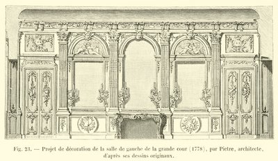 Decoration Project for the Left Room of the Great Courtyard, 1778, by Pietre, Architect, After His Original Drawings by French School