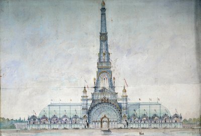 Project refused to modify the Eiffel Tower for the 1889 exhibition by Gustave Raulin by French School