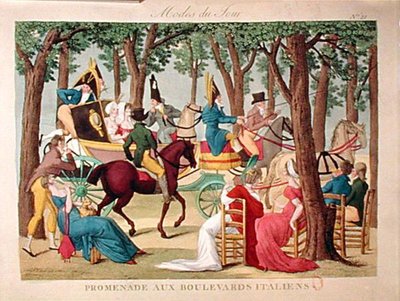 Promenade on the Boulevard des Italiens in Paris, early 19th century by French School