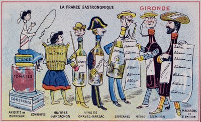 Promotional and Educational Card for Children Depicting Food Specialities of the Gironde Region, c.1910 by French School