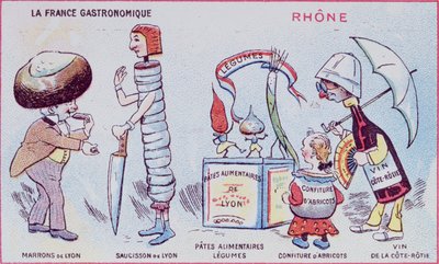 Promotional and Educational Card for Children of Food Specialities of the Rhone Region, c.1900 by French School