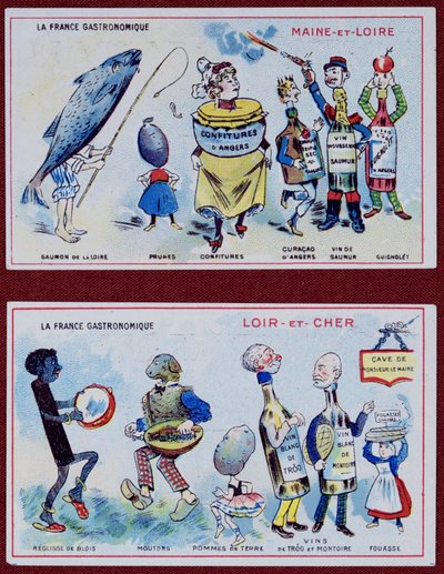 Promotional and Educational Cards for Children Depicting Food Specialities of the Maine-et-Loire and Loir-et-Cher Regions, c.1910 by French School