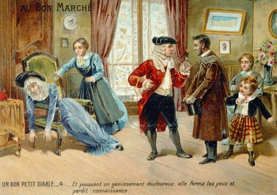 Promotional card advertising Le Bon Petit Diable by Comtesse de Segur, late nineteenth century by French School